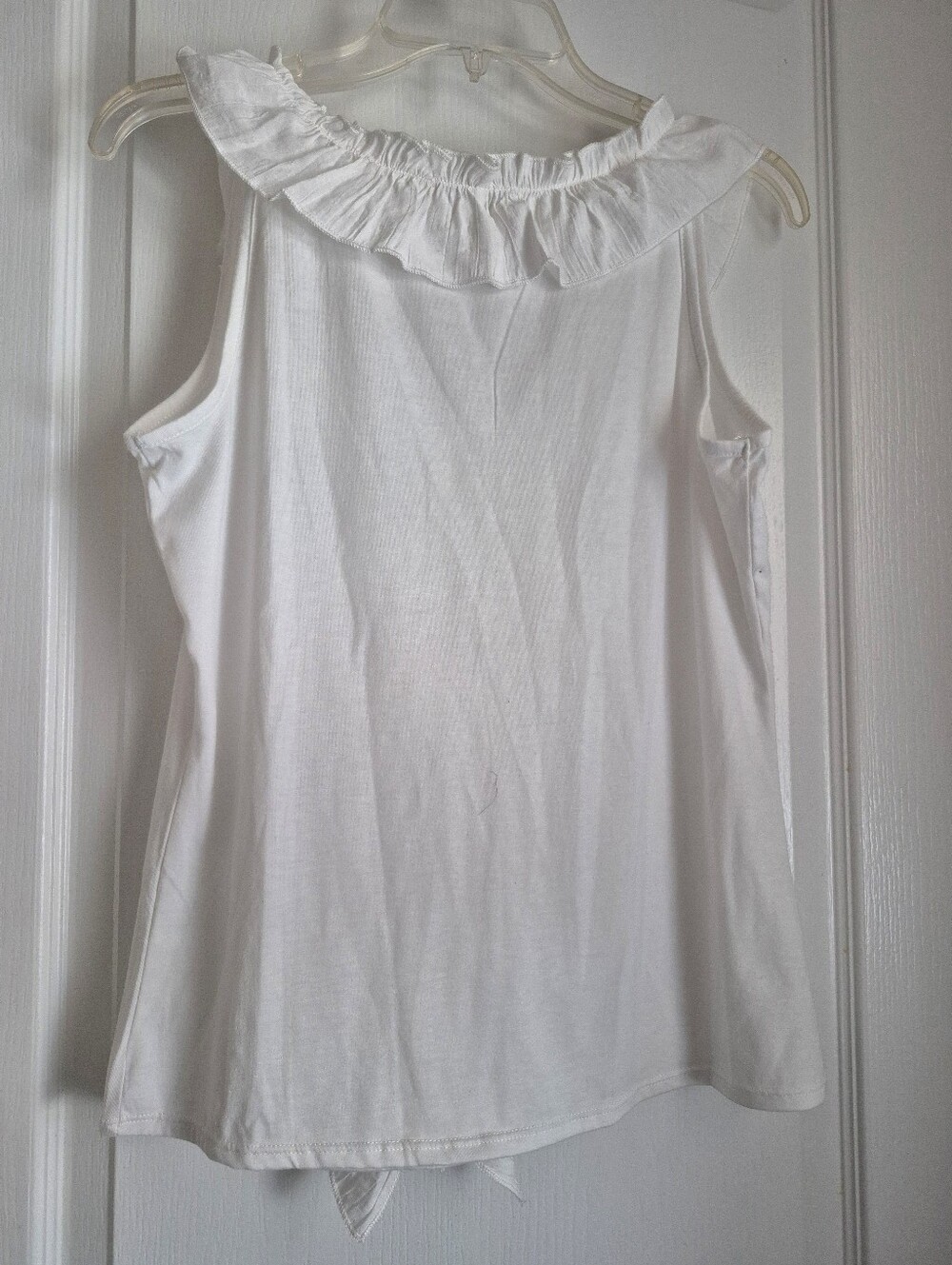 White Ruffle Front Sleeveless Top - Picture 2 of 2